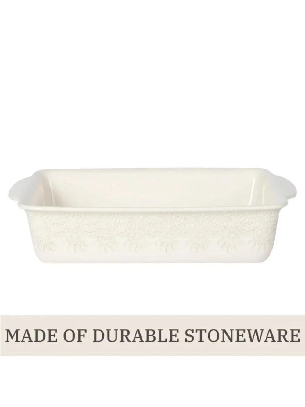 The Pioneer Woman Home White Vintage Lace Ceramic Casserole Baking Wood Lid Dish
